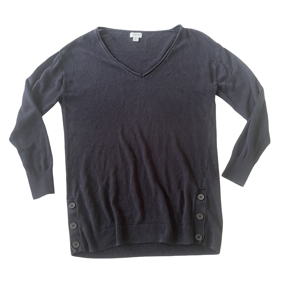J. Crew Women's Size M Black Sweater V-Neck Long Sleeve Capsule Casual